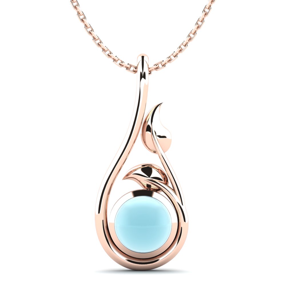 9k Oro Rosa Aguamarina Cabujón Colgante de Mujer Delaine