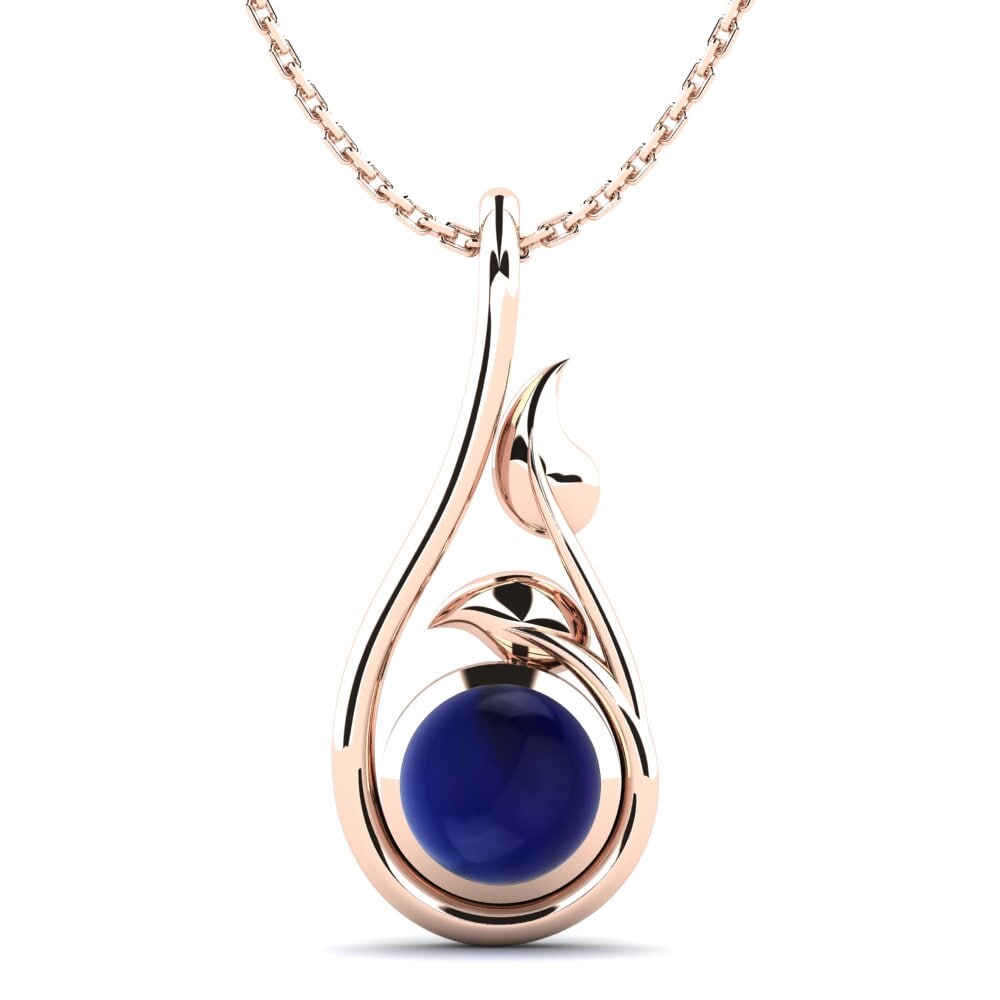 14k Oro Rosa Zafiro Cabujón Colgante de Mujer Delaine