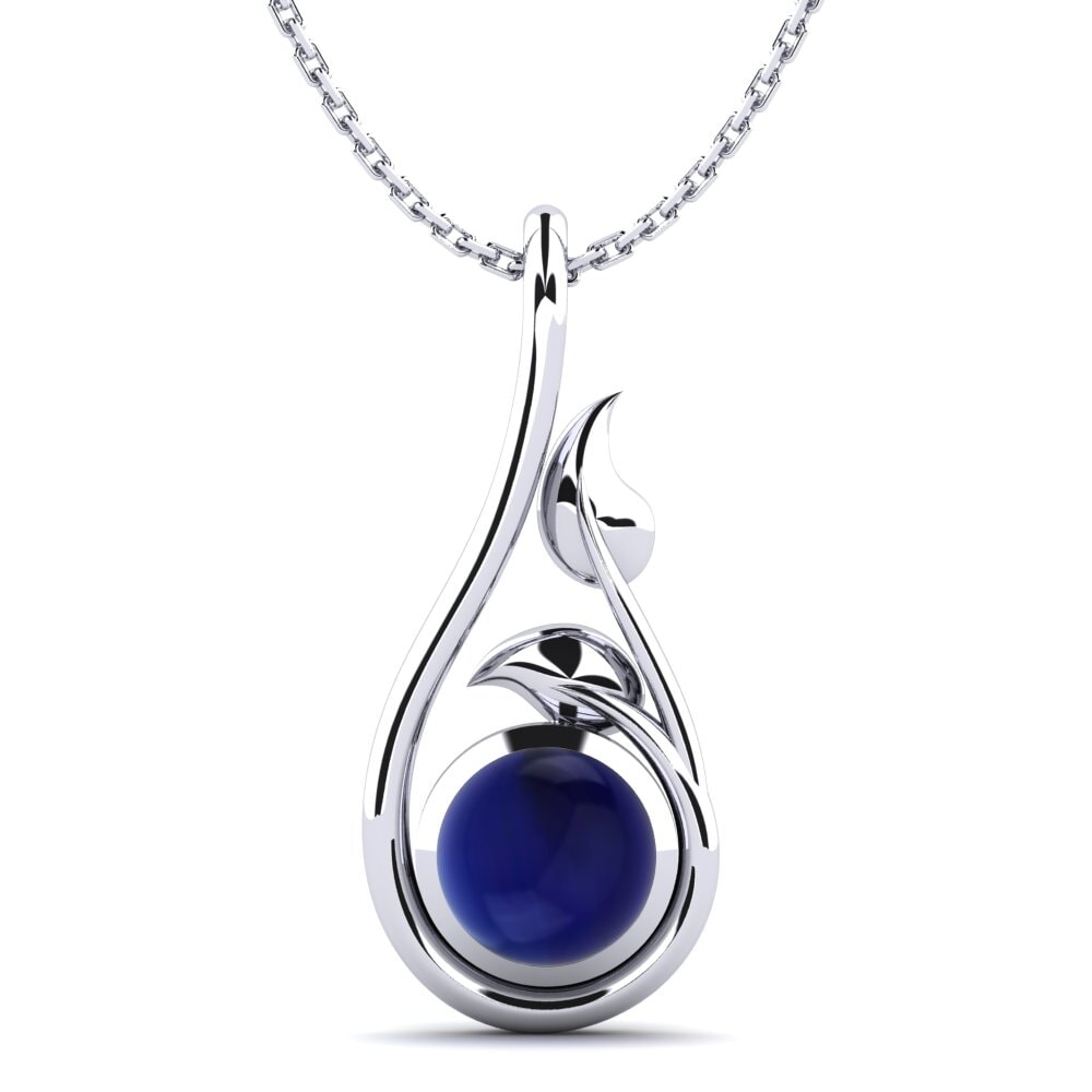 14ct White Gold Cabochon Sapphire Women's Pendant Delaine