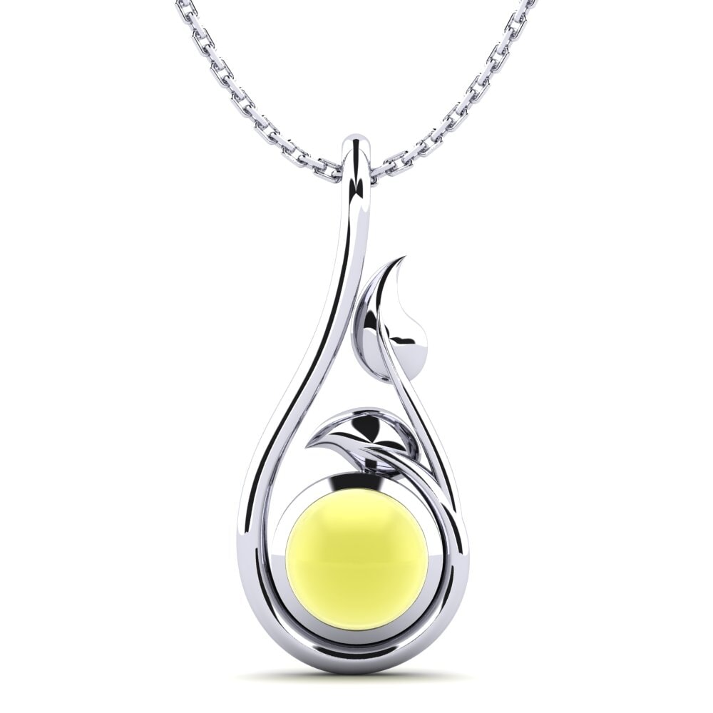Plata 925 Topacio Limón Cabujón Colgante de Mujer Delaine