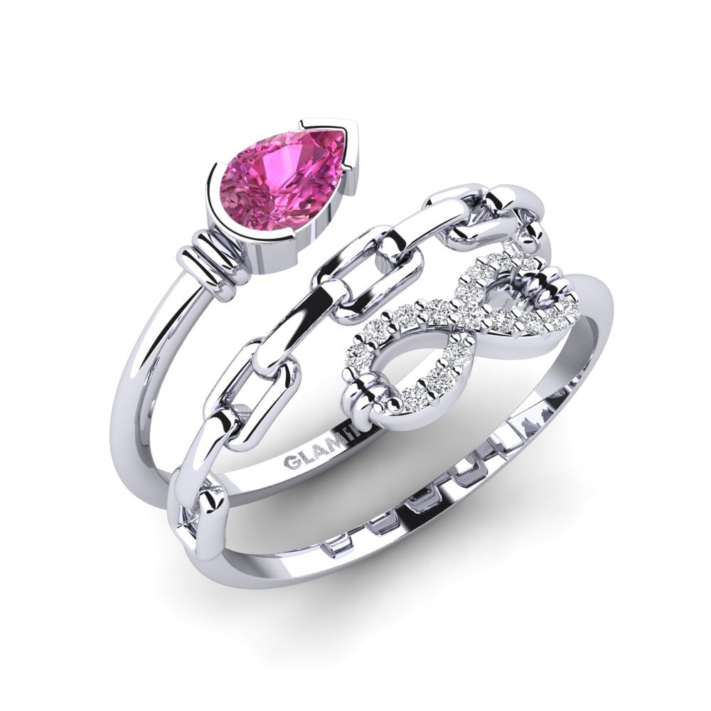 9ct White Gold Pink Topaz Ring Bondoflove