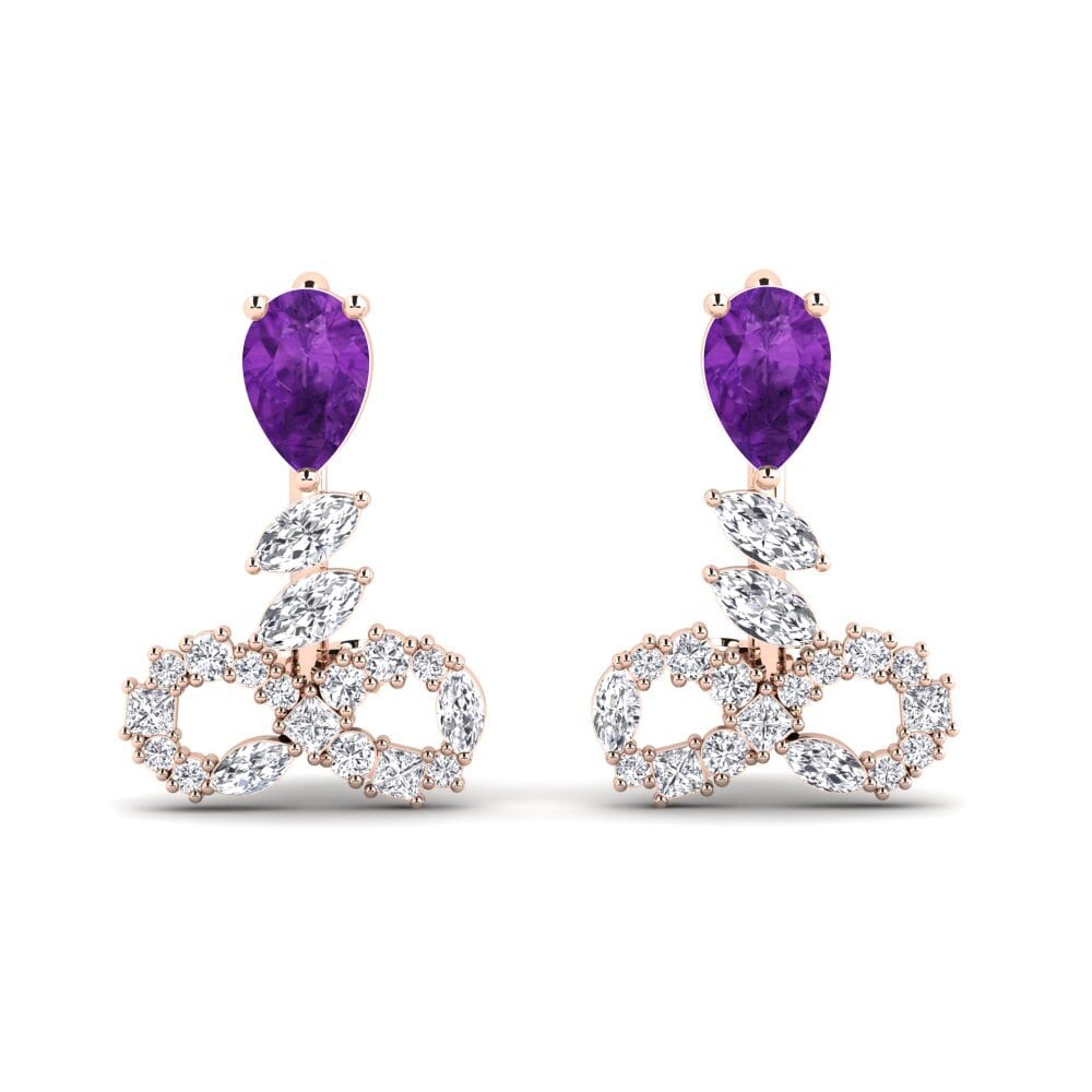9ct Rose Gold Amethyst Women's Earring Brilhando