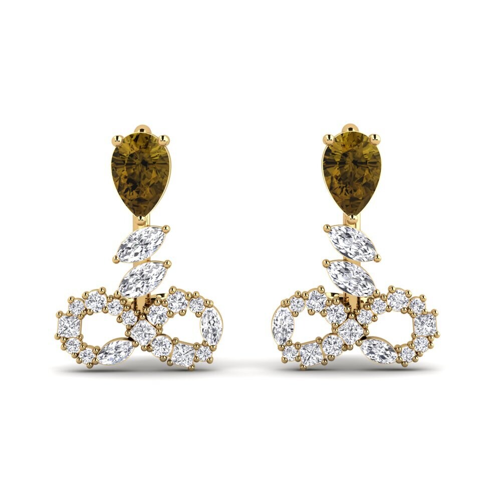 18ct Yellow Gold Brown Zircon Women's Earring Brilhando