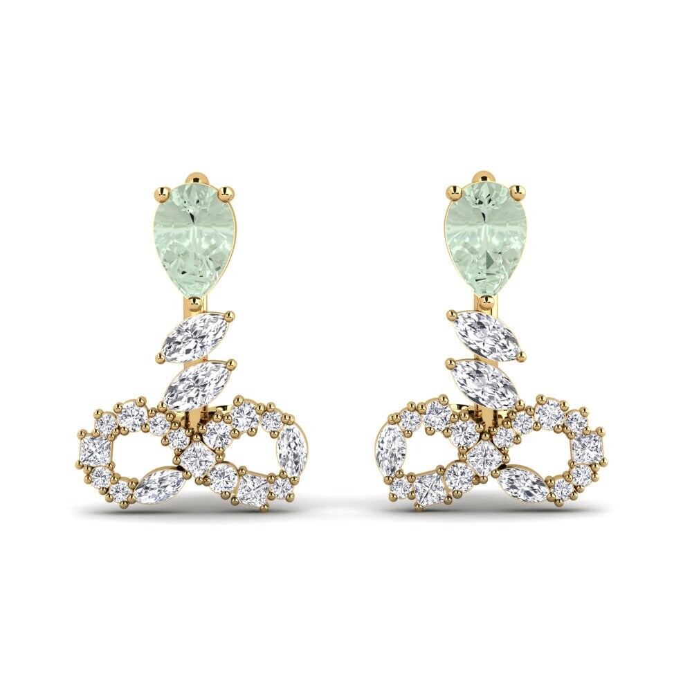 18ct Yellow Gold Green Amethyst Women's Earring Brilhando