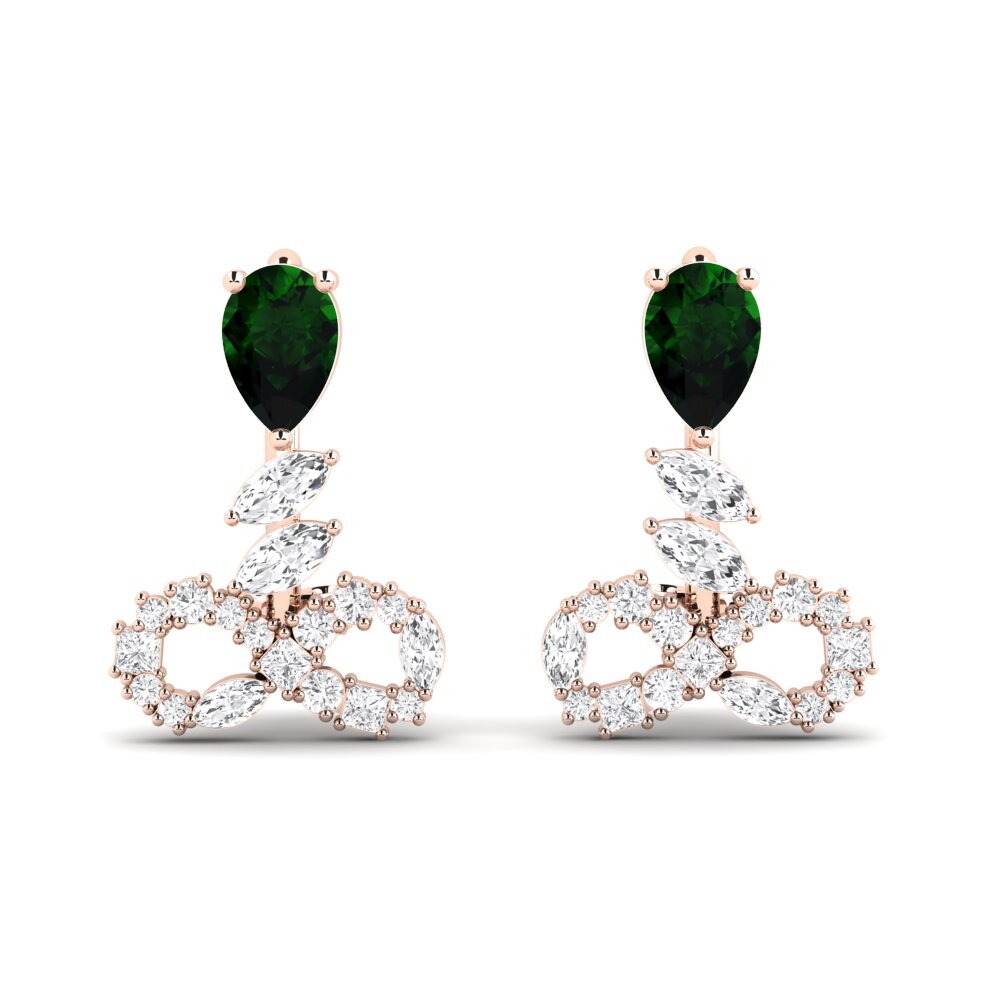 Suspender Green Tourmaline 14ct Rose Gold Earrings
