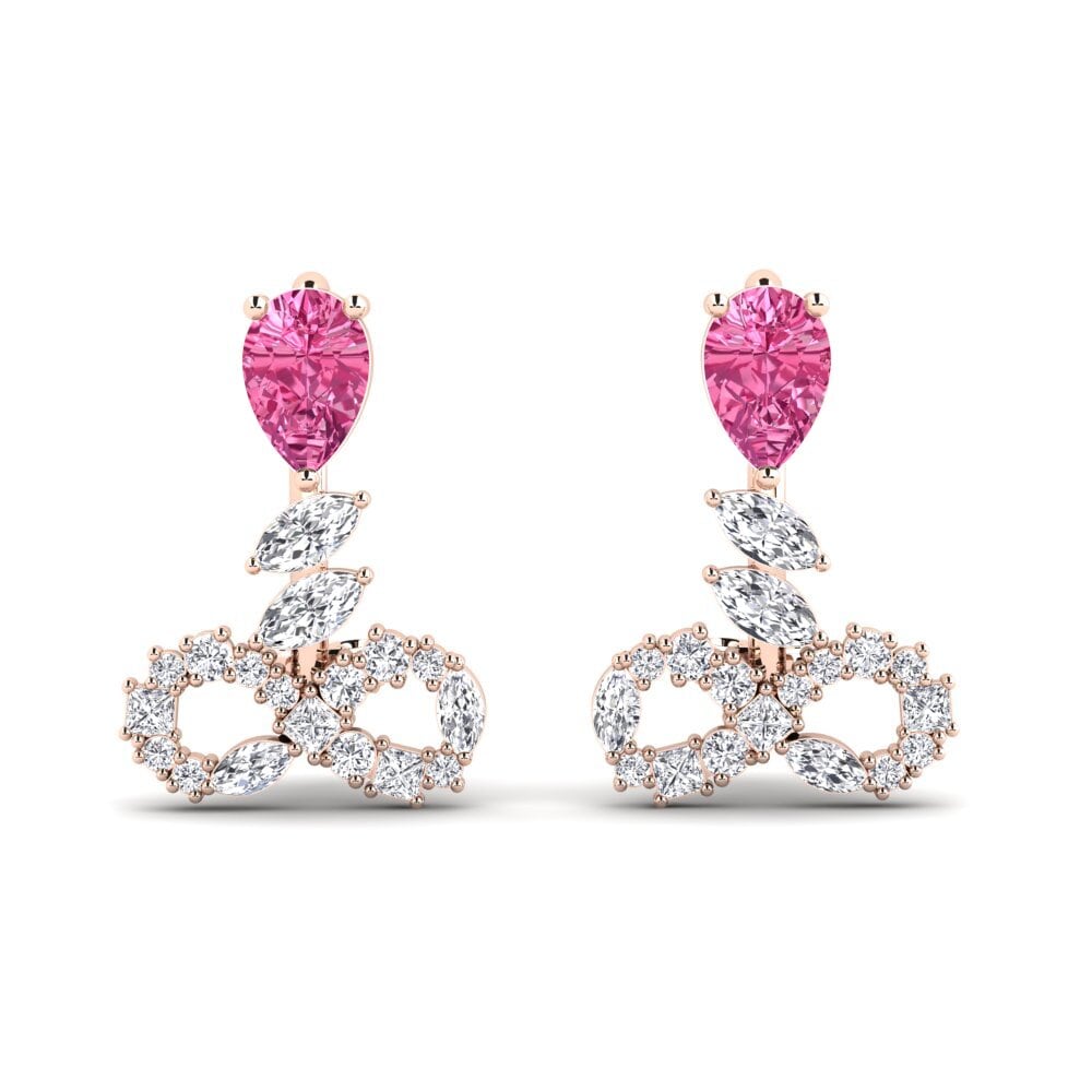 9ct Rose Gold Pink Tourmaline Women's Earring Brilhando