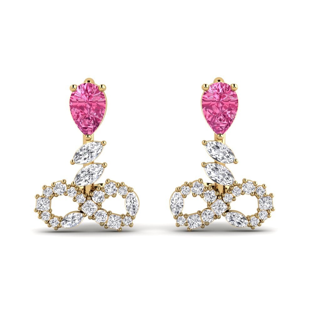 18ct Yellow Gold Pink Tourmaline Women's Earring Brilhando