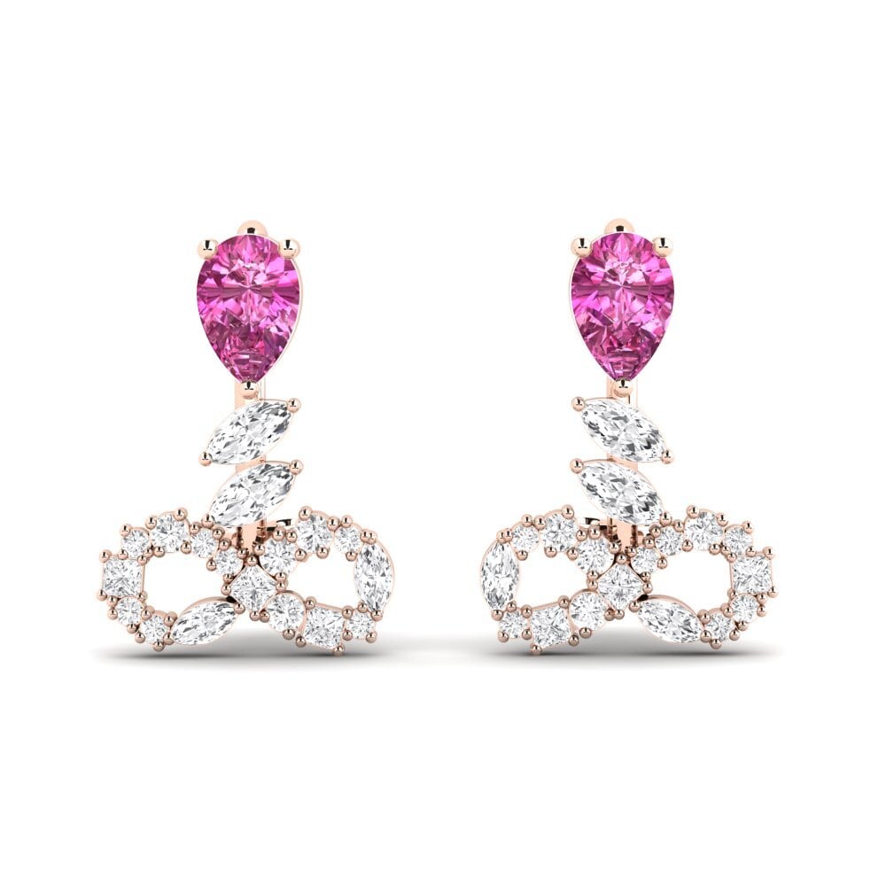 Pendientes 14k Oro Rosa Topacio Rosa Suspender