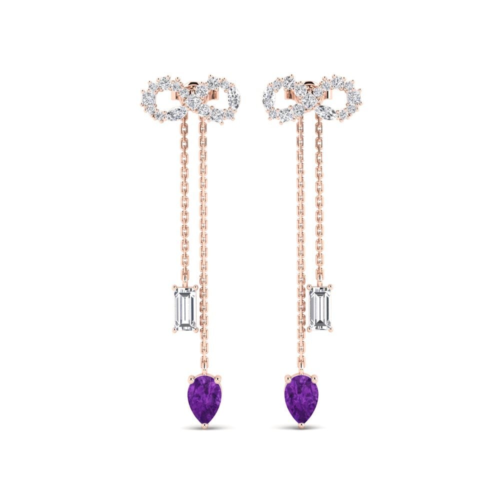 9ct Rose Gold Amethyst Women's Earring Csillogo