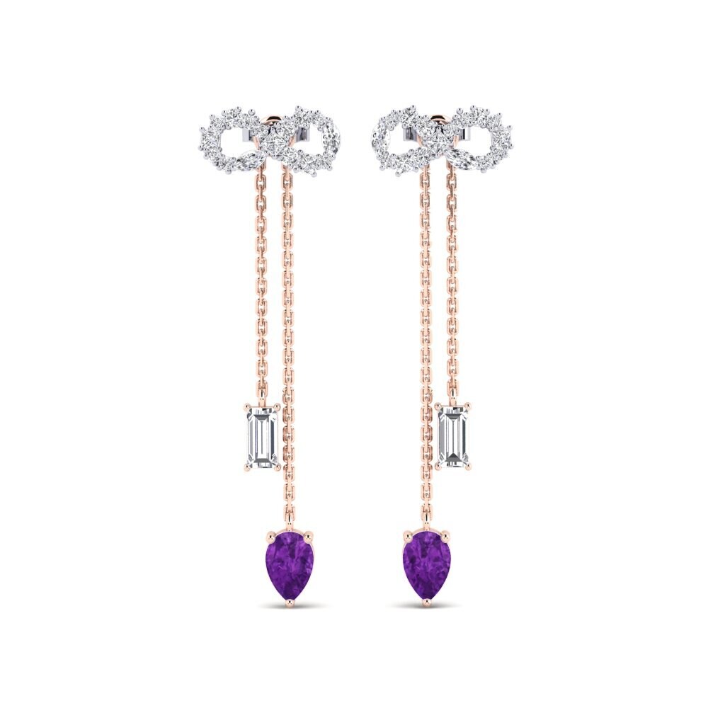 18ct Rose & White Gold Amethyst Women's Earring Csillogo
