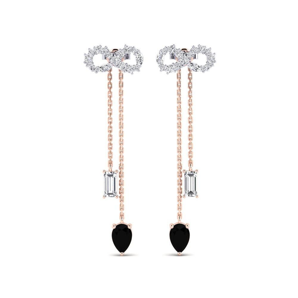 9ct Rose & White Gold Black Onyx Women's Earring Csillogo