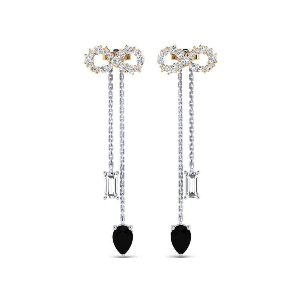 9ct White & Yellow Gold Black Onyx Women's Earring Csillogo