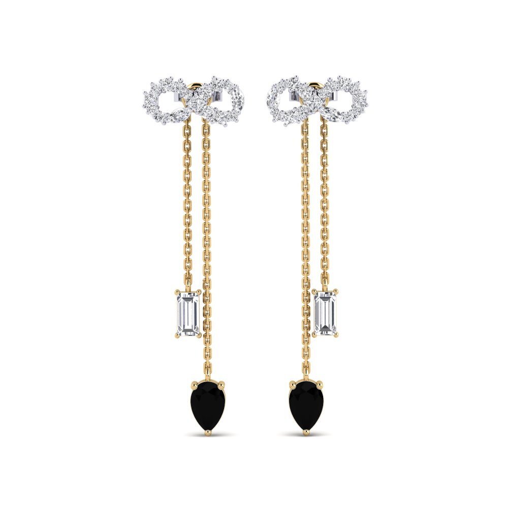 9ct Yellow & White Gold Black Onyx Women's Earring Csillogo