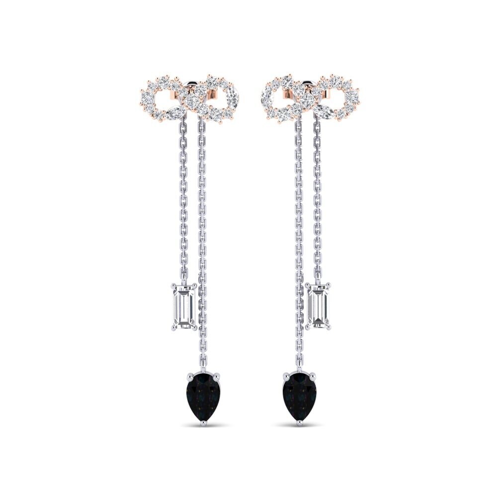 18ct White & Rose Gold Black Opal Women's Earring Csillogo