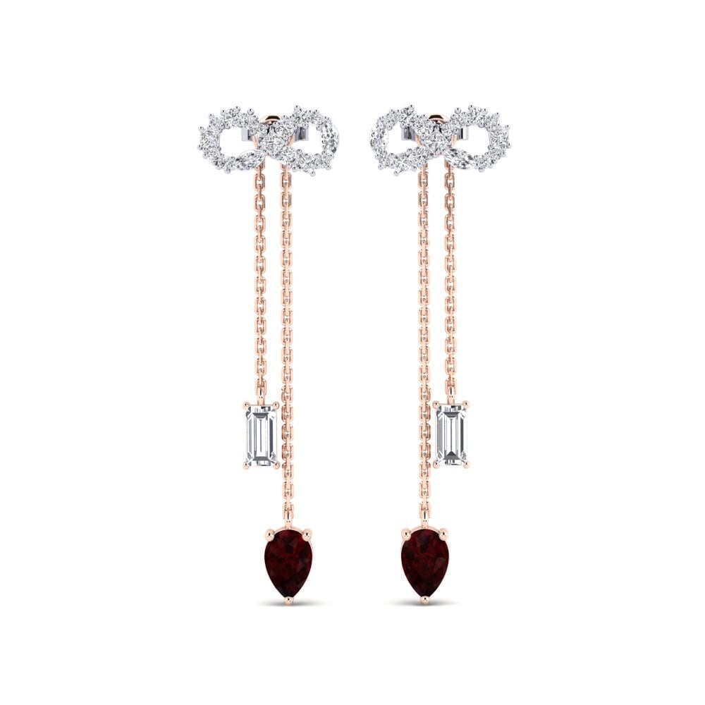 9ct Rose & White Gold Garnet Women's Earring Csillogo