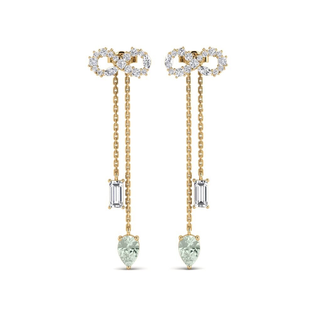 18ct Yellow Gold Green Amethyst Women's Earring Csillogo
