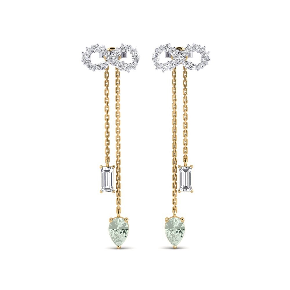18ct Yellow & White Gold Green Amethyst Women's Earring Csillogo
