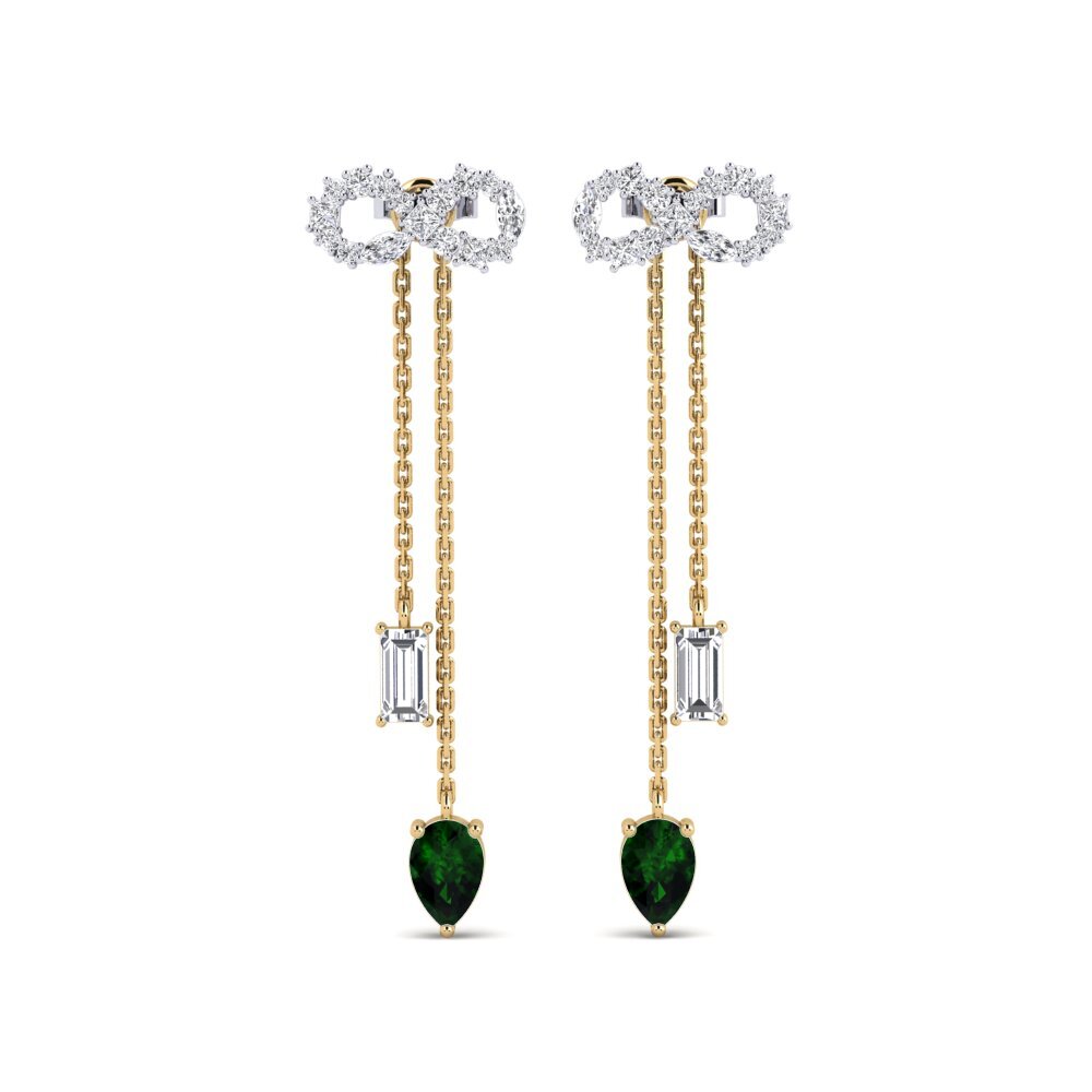 9ct Yellow & White Gold Green Tourmaline Women's Earring Csillogo