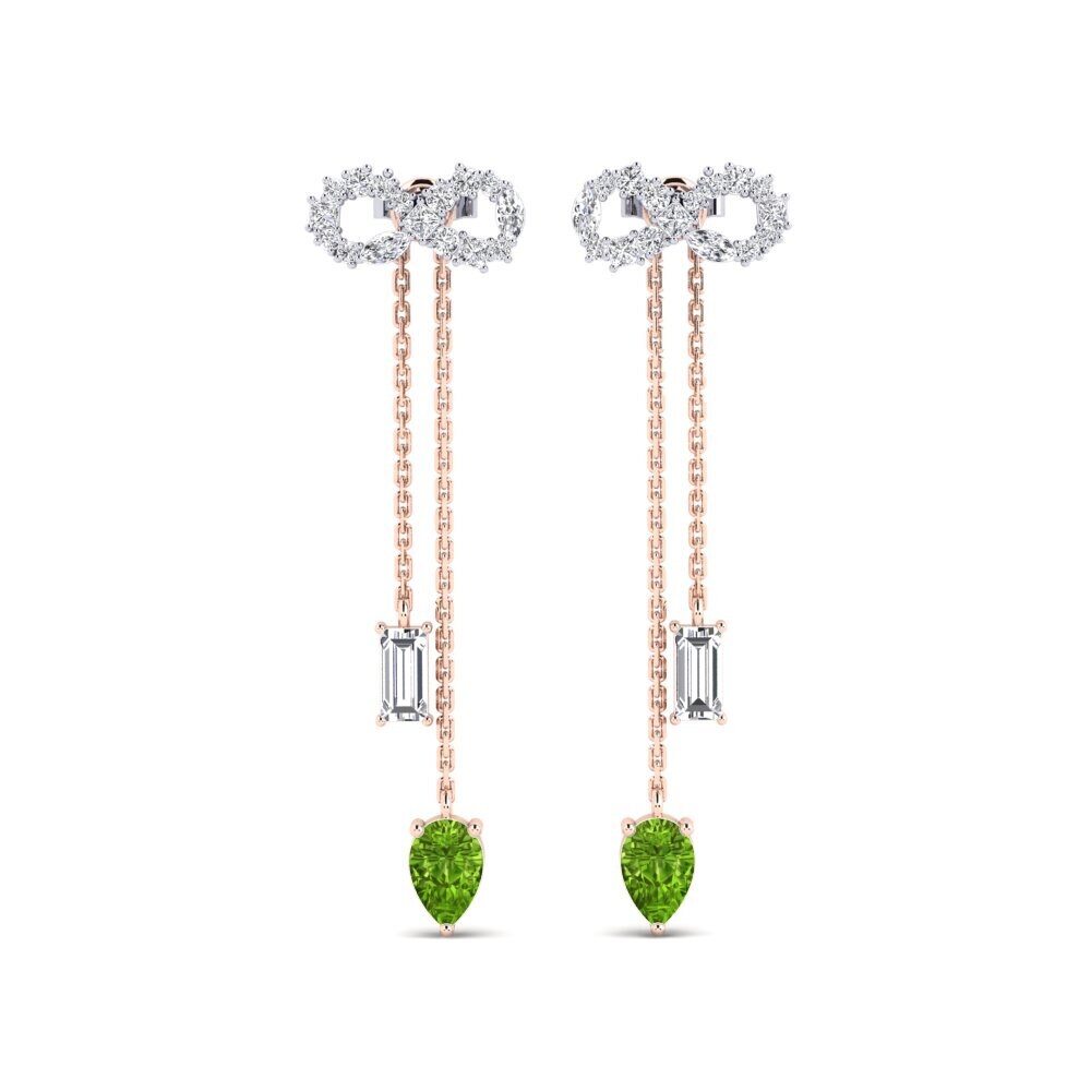9ct Rose & White Gold Peridot Women's Earring Csillogo