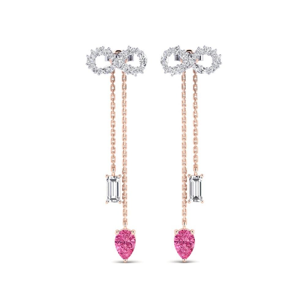 9ct Rose & White Gold Pink Tourmaline Women's Earring Csillogo