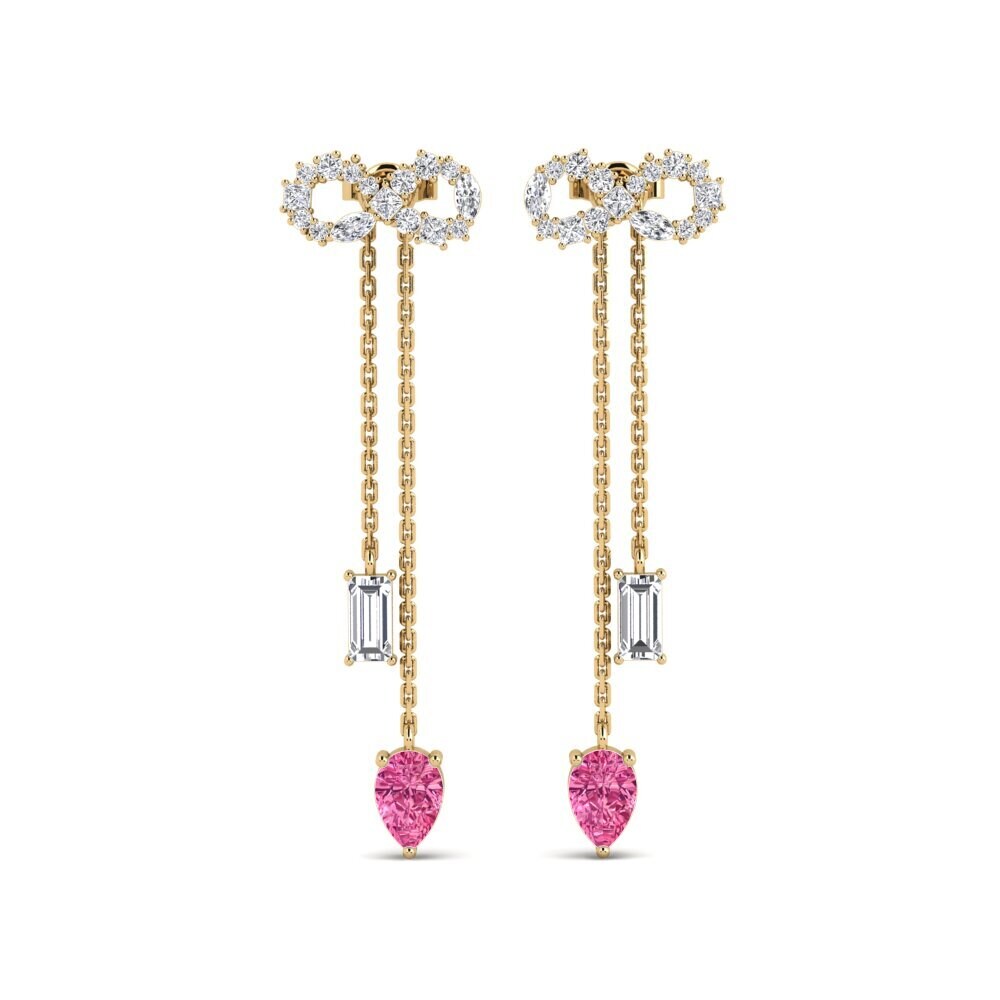 18ct Yellow Gold Pink Tourmaline Women's Earring Csillogo