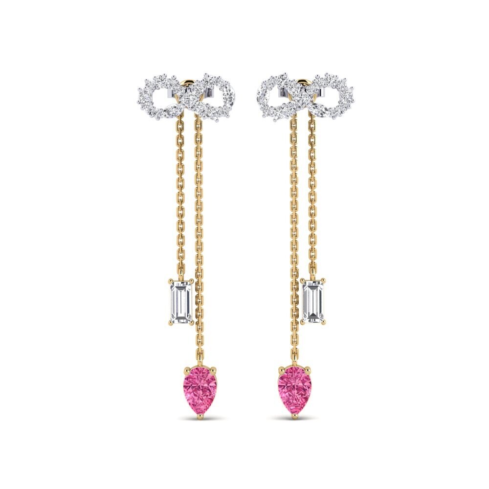18ct Yellow & White Gold Pink Tourmaline Women's Earring Csillogo