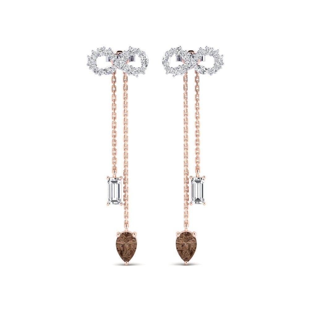 9ct Rose & White Gold Smoky Quartz Women's Earring Csillogo