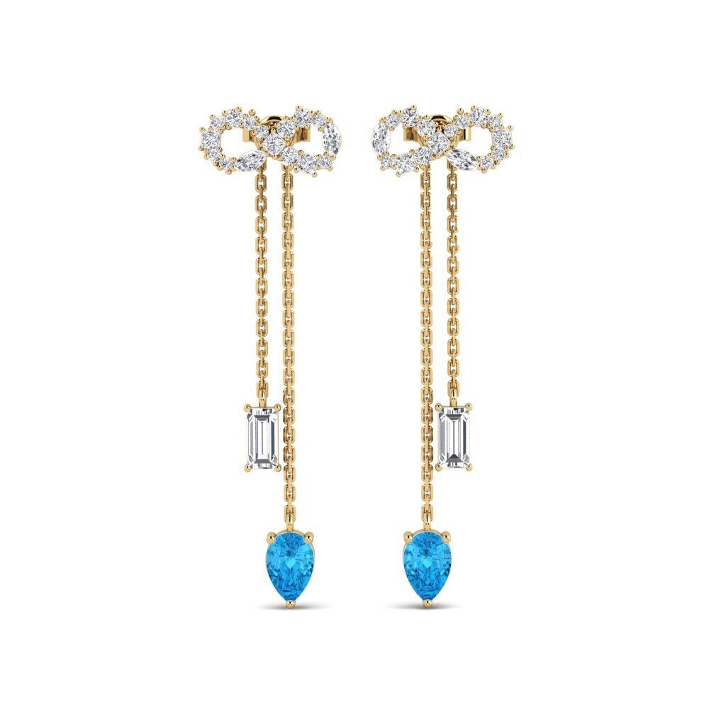 9ct Yellow Gold Blue Topaz Women's Earring Csillogo