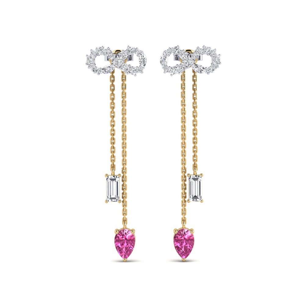 9ct Yellow & White Gold Pink Topaz Women's Earring Csillogo