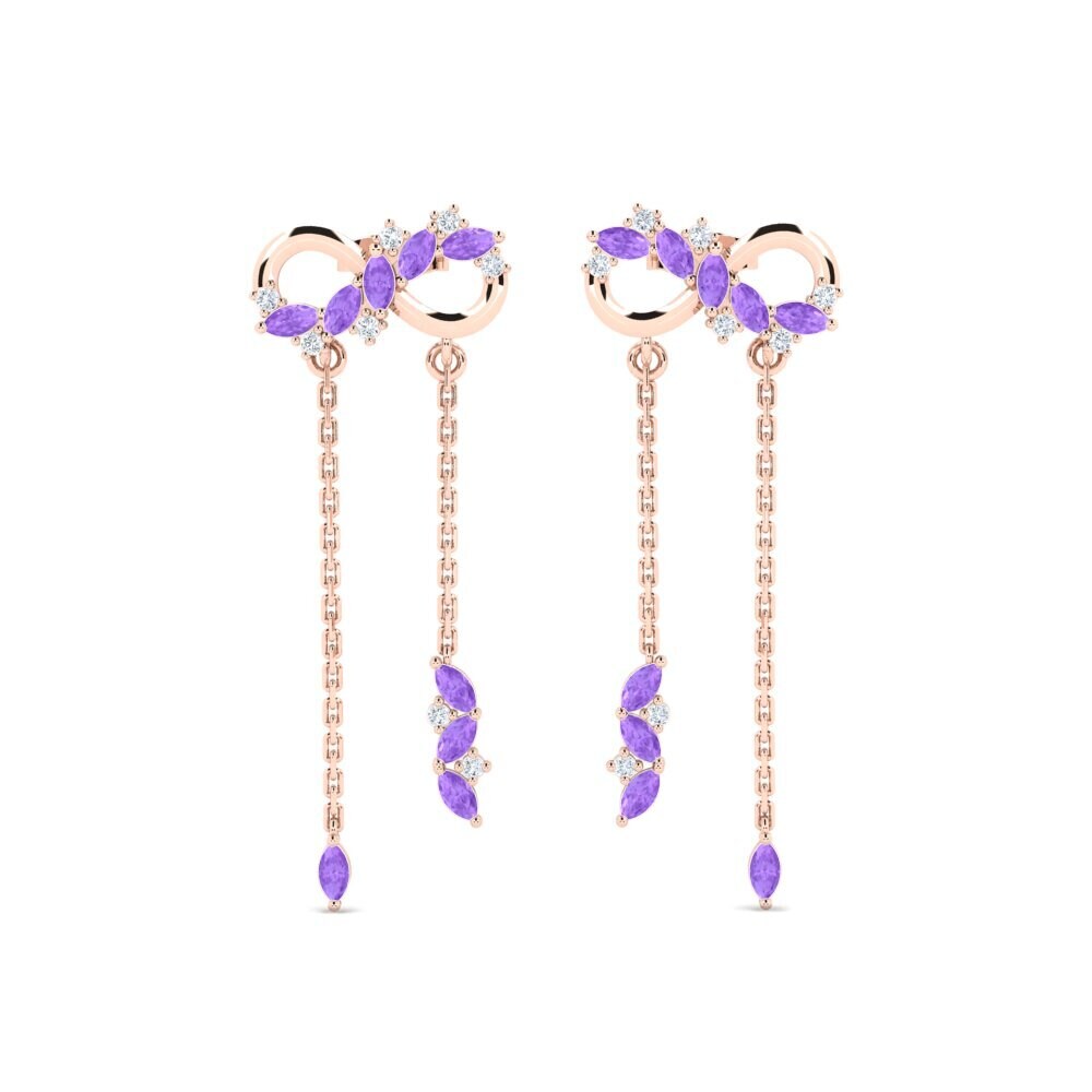 9ct Rose Gold Amethyst Women's Earring Geminos