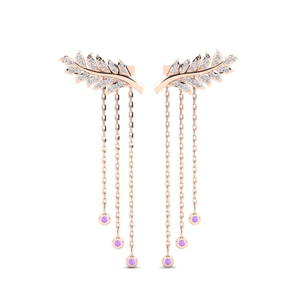9ct Rose Gold Amethyst Women's Earring Grafetul B
