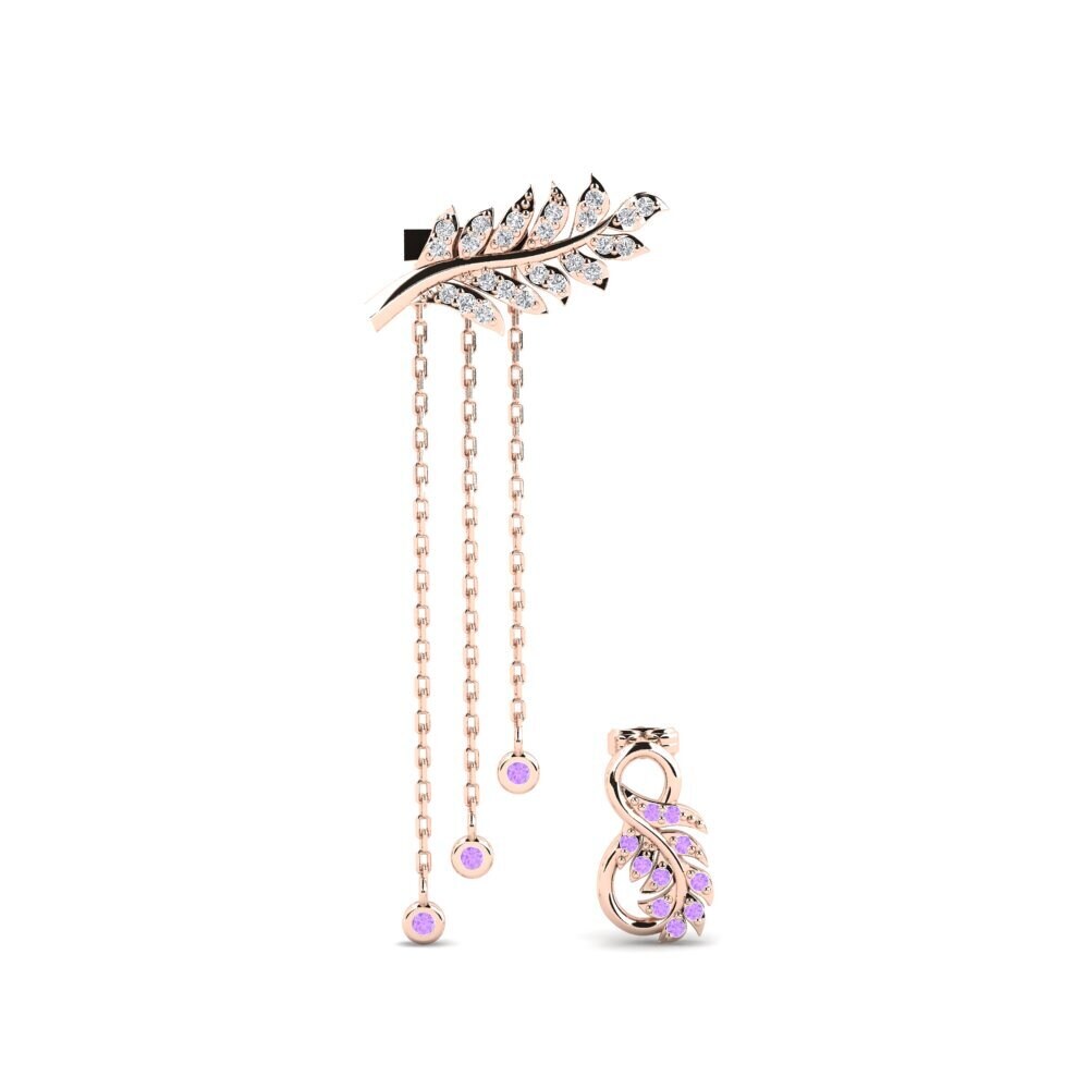 9ct Rose Gold Amethyst Women's Earring Grafetul Set