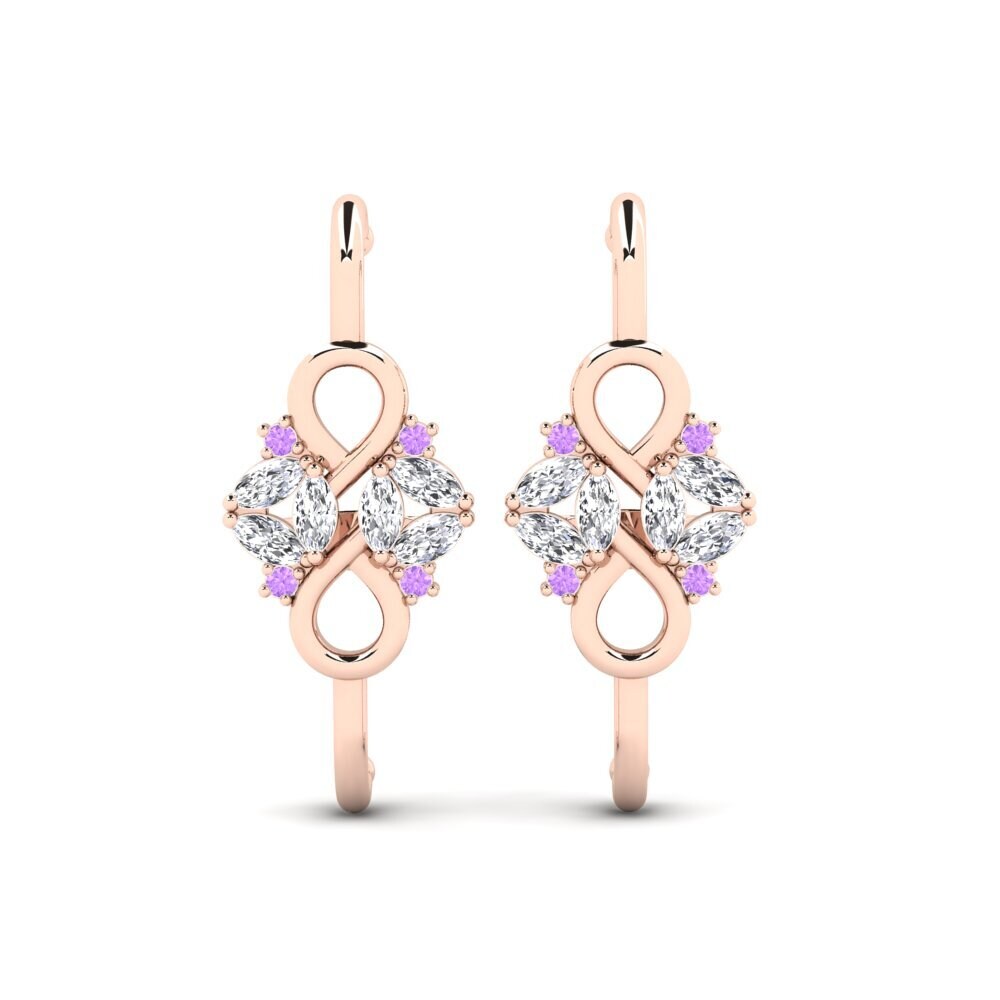 9ct Rose Gold Amethyst Women's Earring Ignis