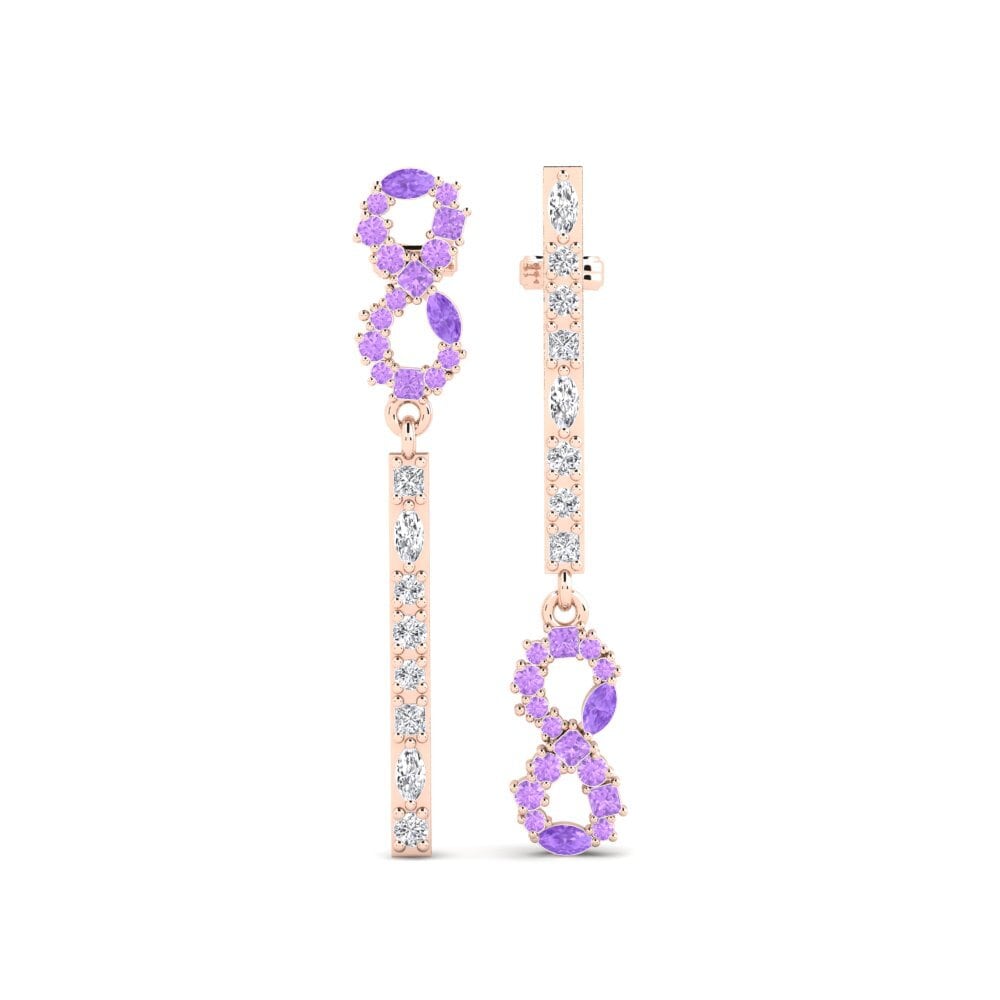 9ct Rose Gold Amethyst Women's Earring Ljus