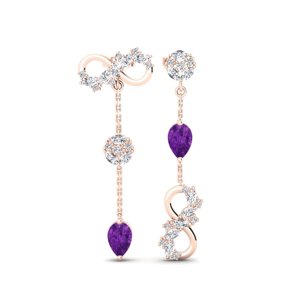 9ct Rose Gold Amethyst Women's Earring Mutaio