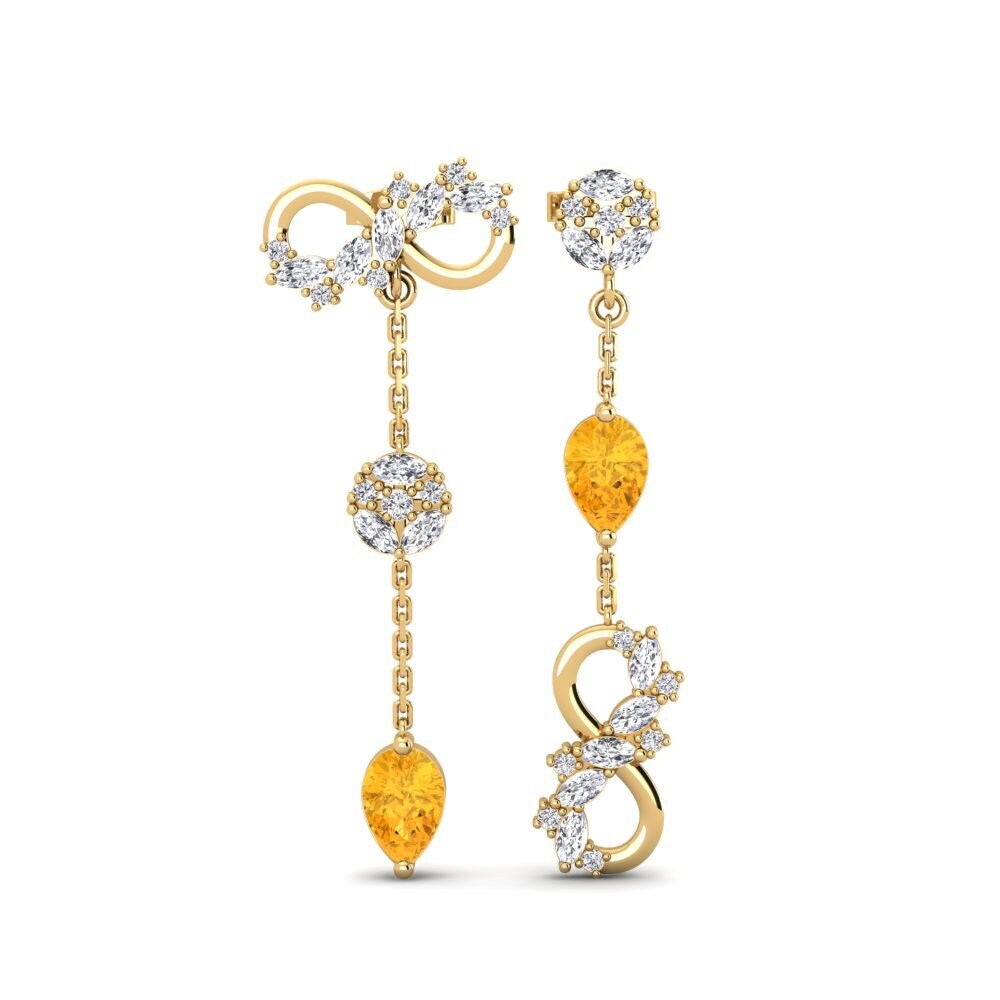 9ct Yellow Gold Citrine Women's Earring Mutaio