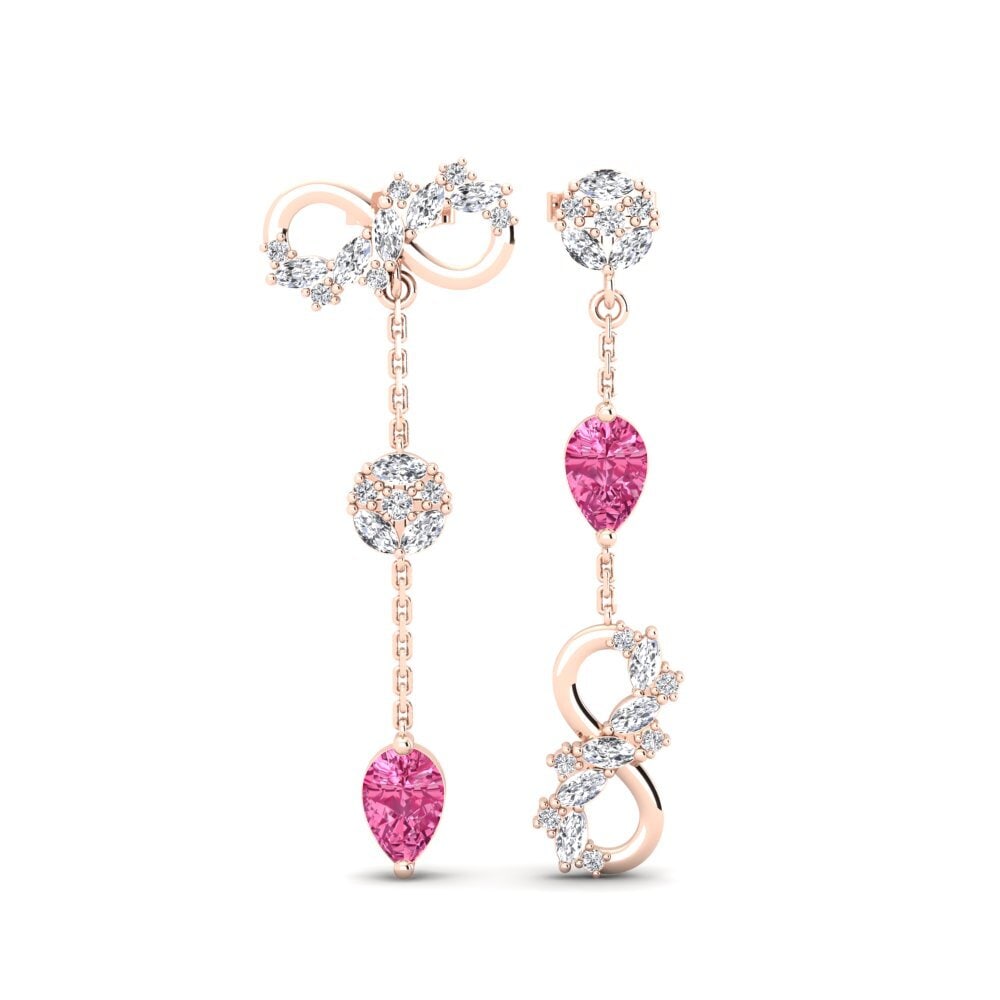 9ct Rose Gold Pink Tourmaline Women's Earring Mutaio