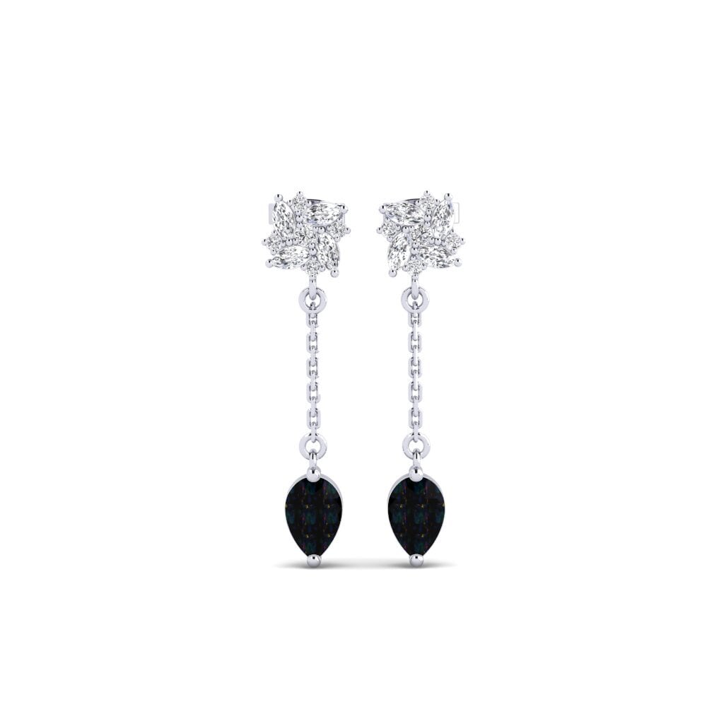 950 Platinum Black Opal Women's Earring Persici - A