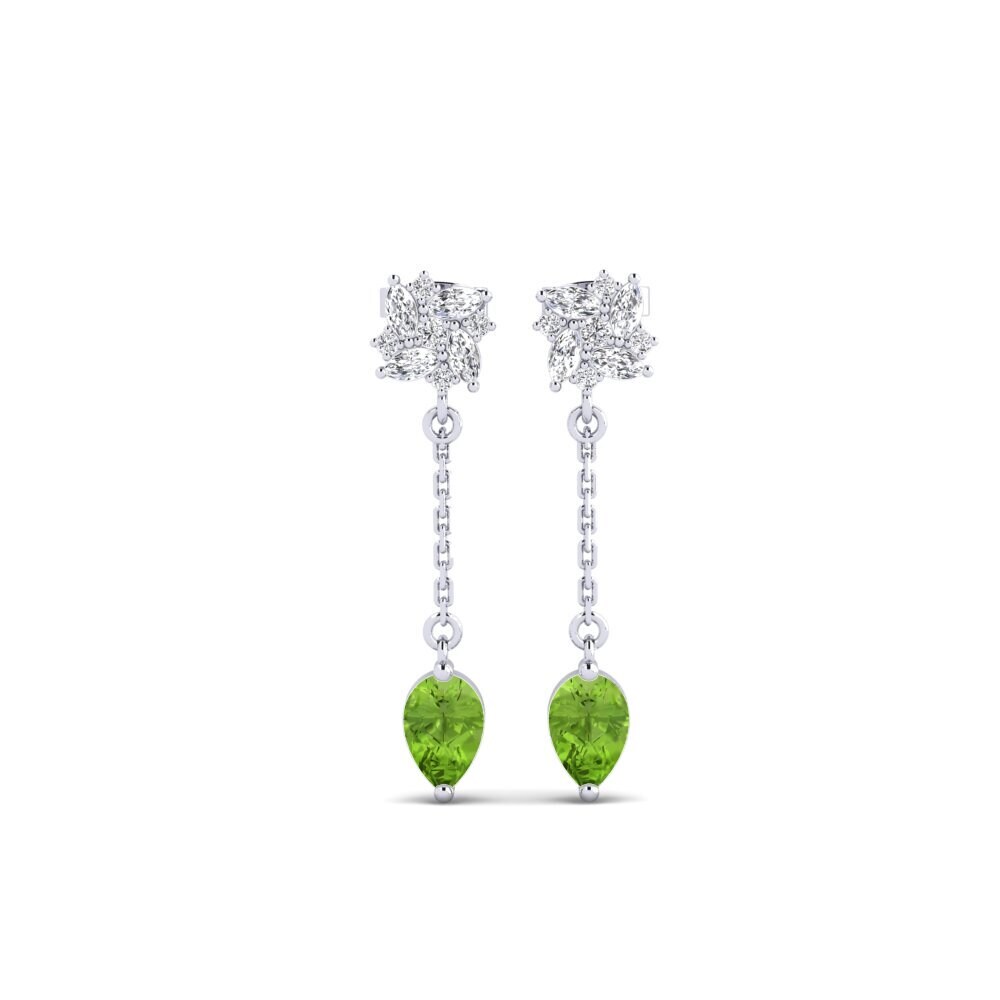 950 Platinum Peridot Women's Earring Persici - A