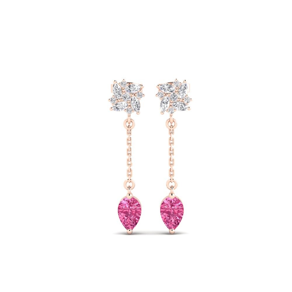 9ct Rose Gold Pink Tourmaline Women's Earring Persici - A