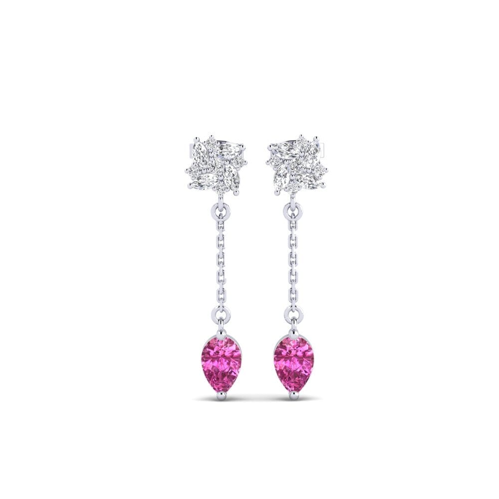 9ct White Gold Pink Topaz Women's Earring Persici - A