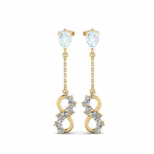 Earring Persici - B 585 Yellow Gold & Aquamarine & Swarovski Crystal
