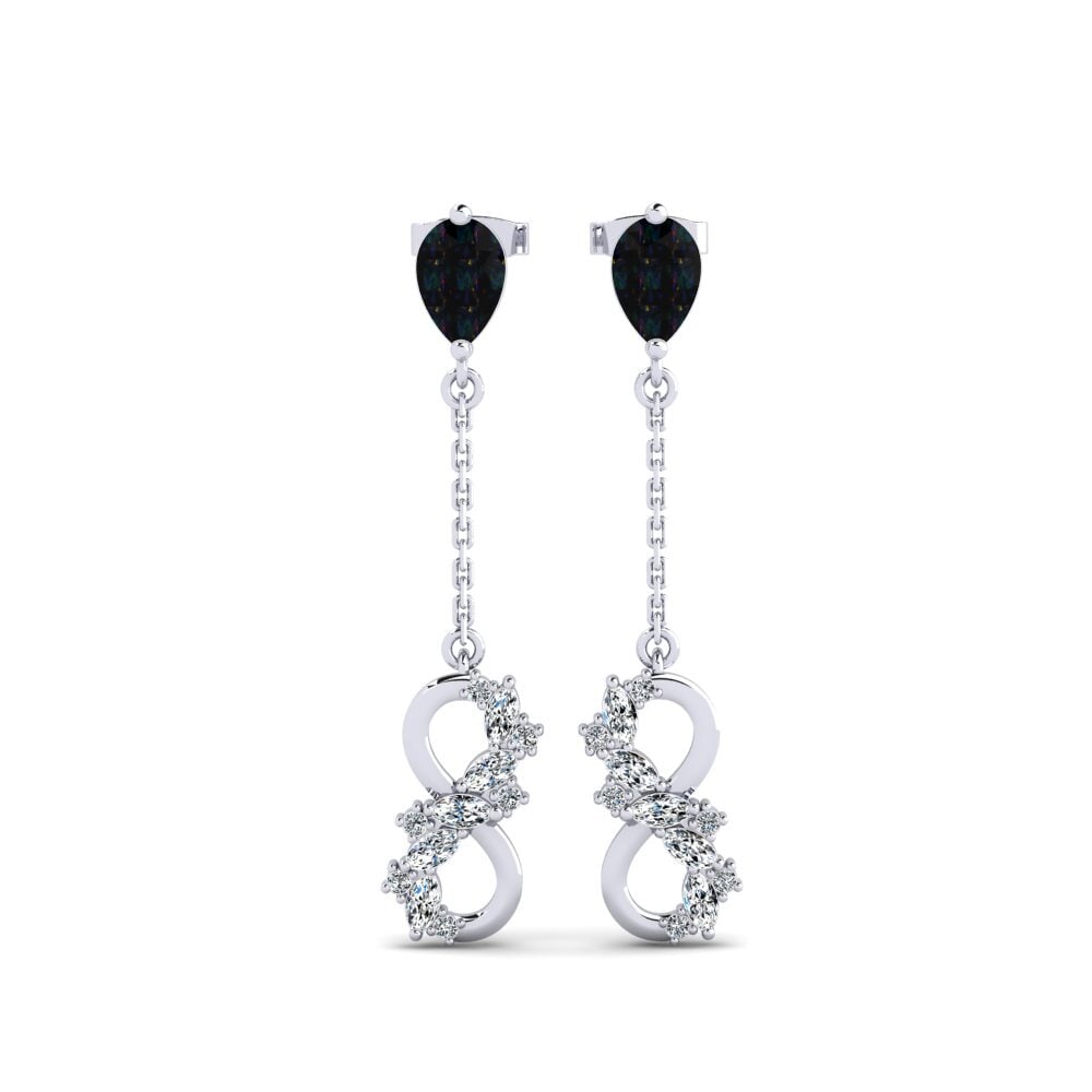 950 Platinum Black Opal Women's Earring Persici - B