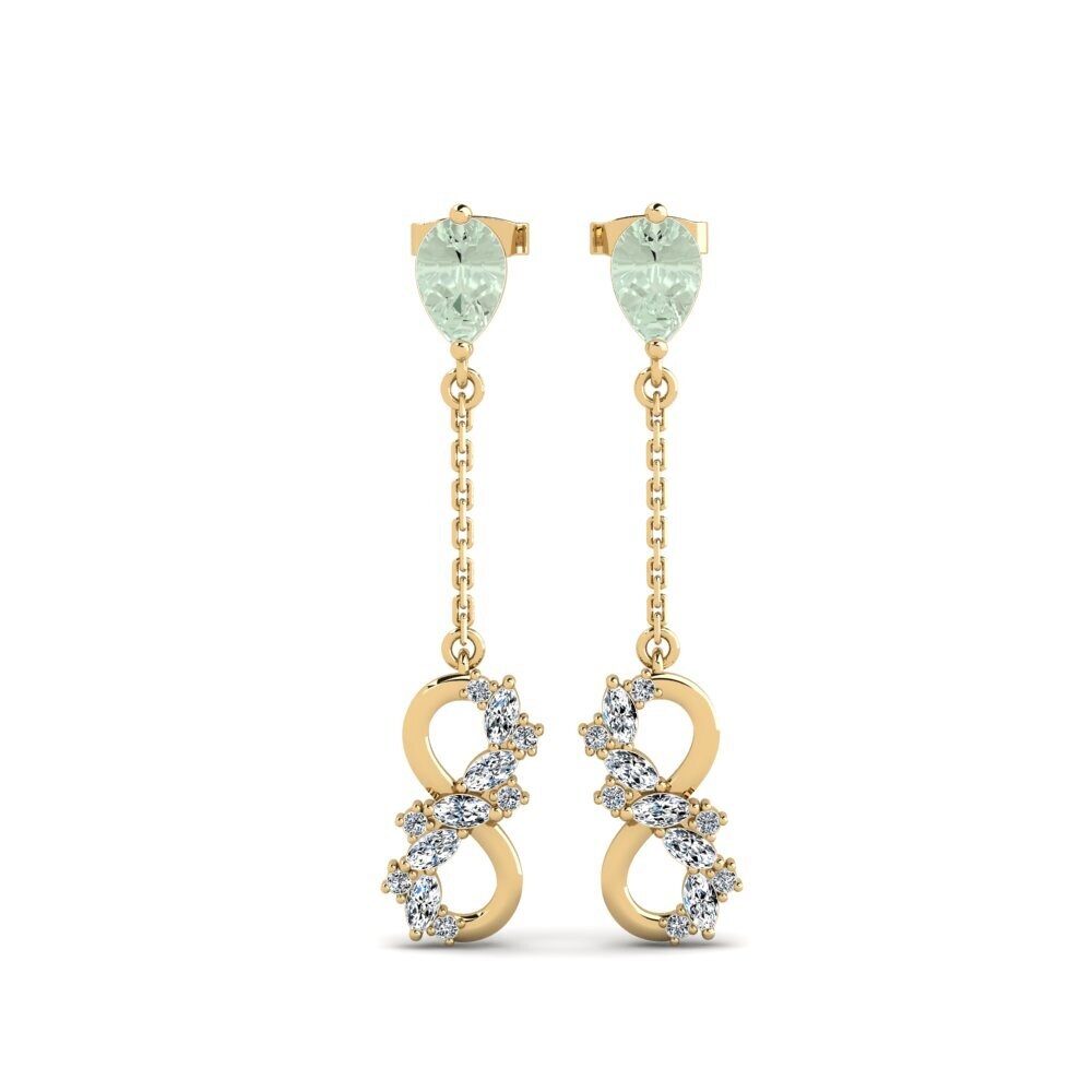 18ct Yellow Gold Green Amethyst Women's Earring Persici - B