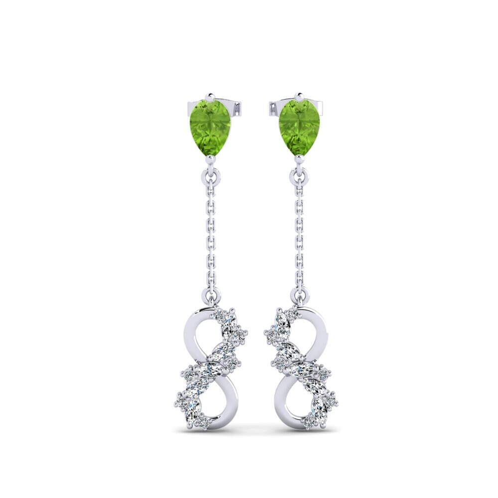 950 Platinum Peridot Women's Earring Persici - B