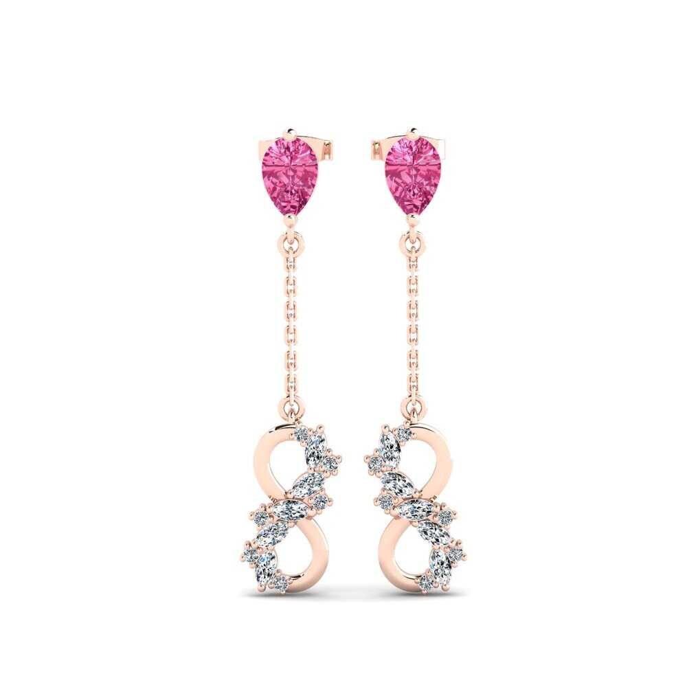 9ct Rose Gold Pink Tourmaline Women's Earring Persici - B