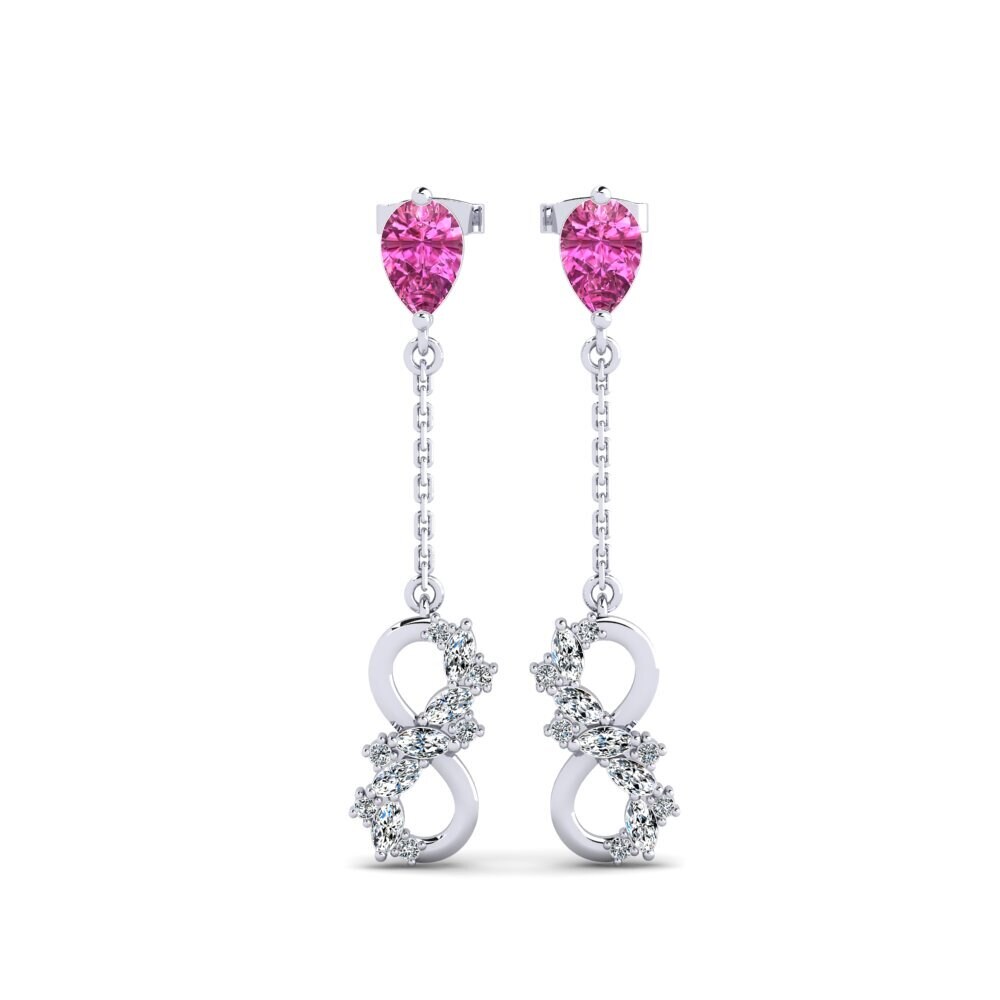9ct White Gold Pink Topaz Women's Earring Persici - B