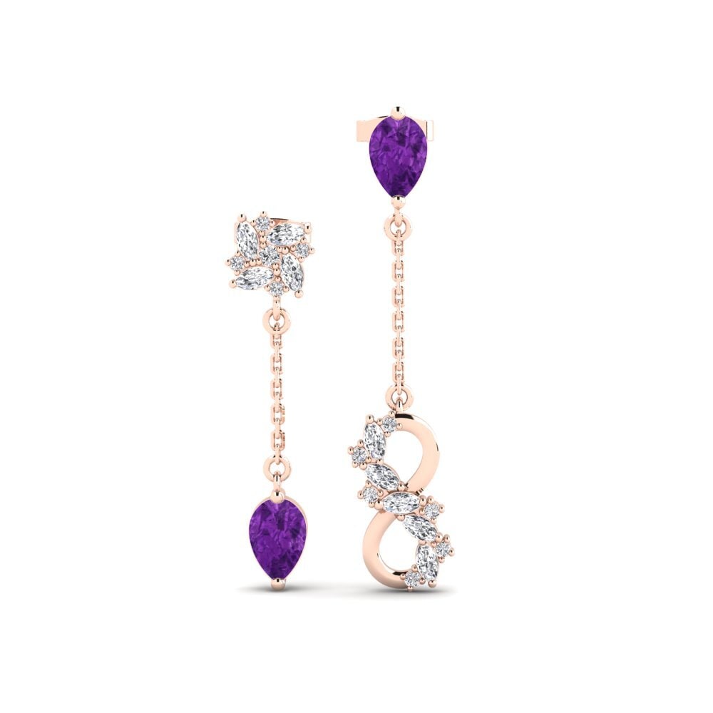 9ct Rose Gold Amethyst Women's Earring Persici Set