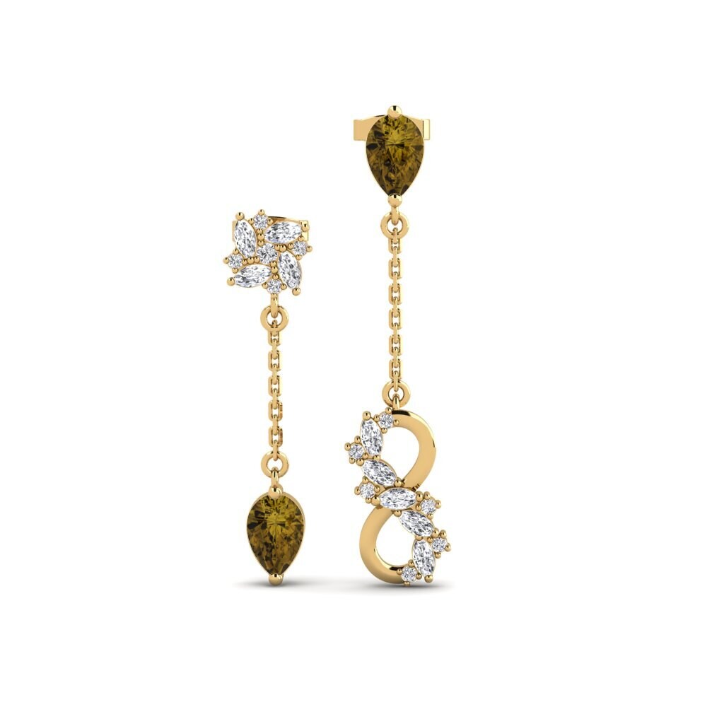 18ct Yellow Gold Brown Zircon Women's Earring Persici Set