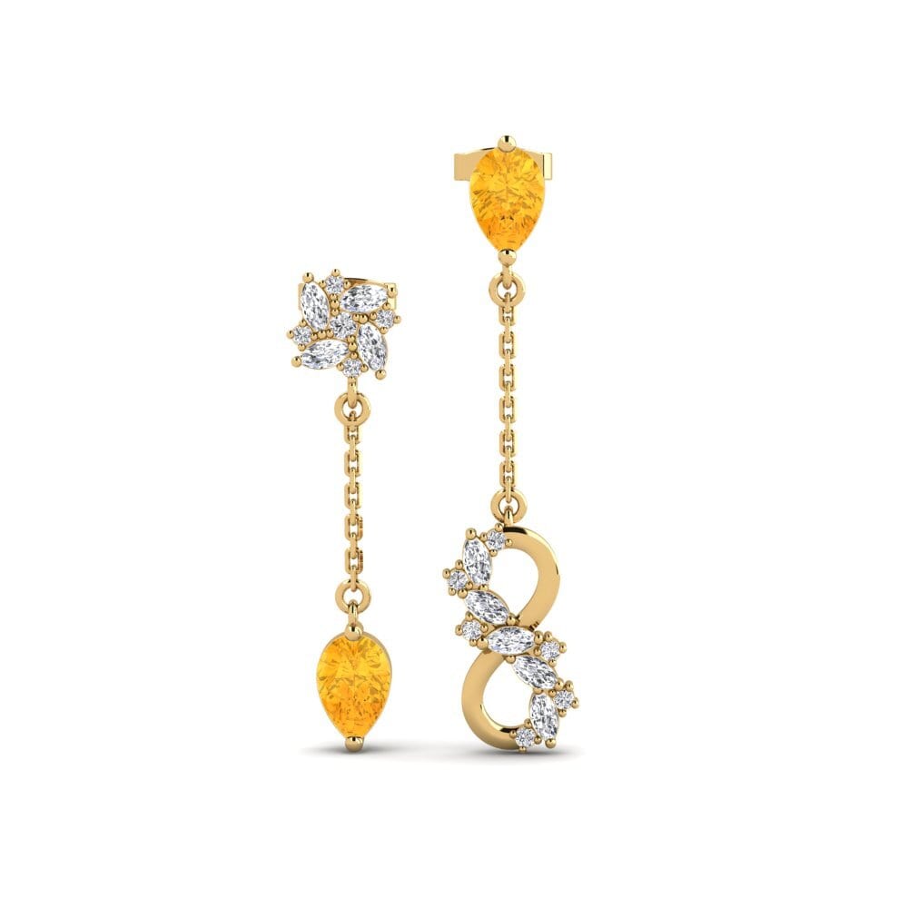 9ct Yellow Gold Citrine Women's Earring Persici Set